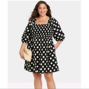 Ava & Viv Puff Sleeve Polka Dot Dress